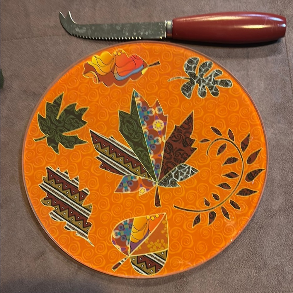 Colorful Autumn charcuterie plate with Cheese Knife